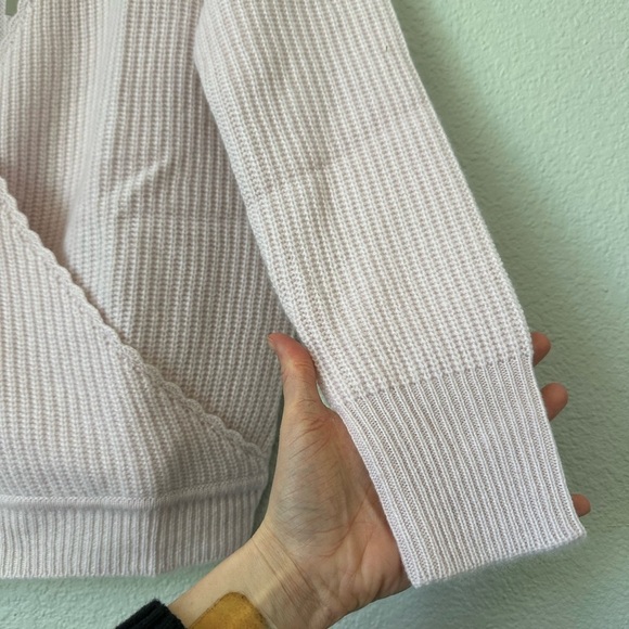 Revolve One Grey Day  | Cashmere Pink Wrap Sweater - Picture 4 of 8